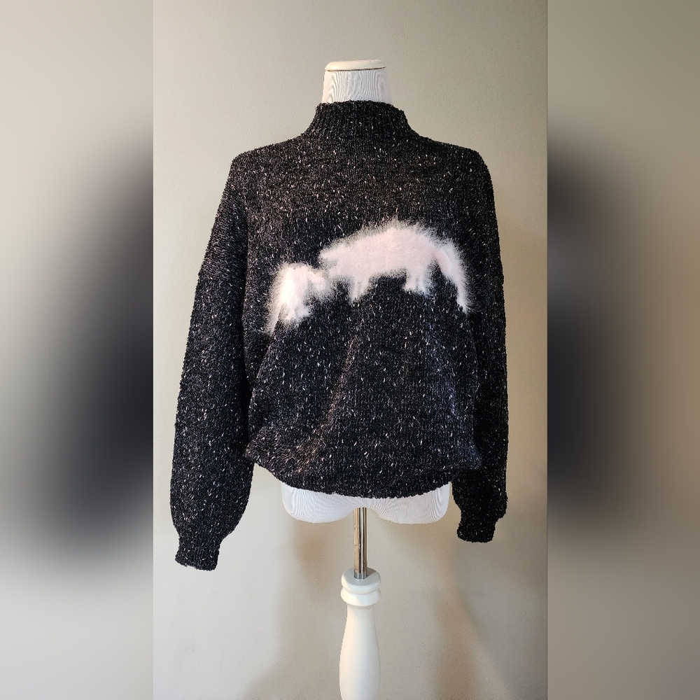Black and Pink Fuzzy Sweater
